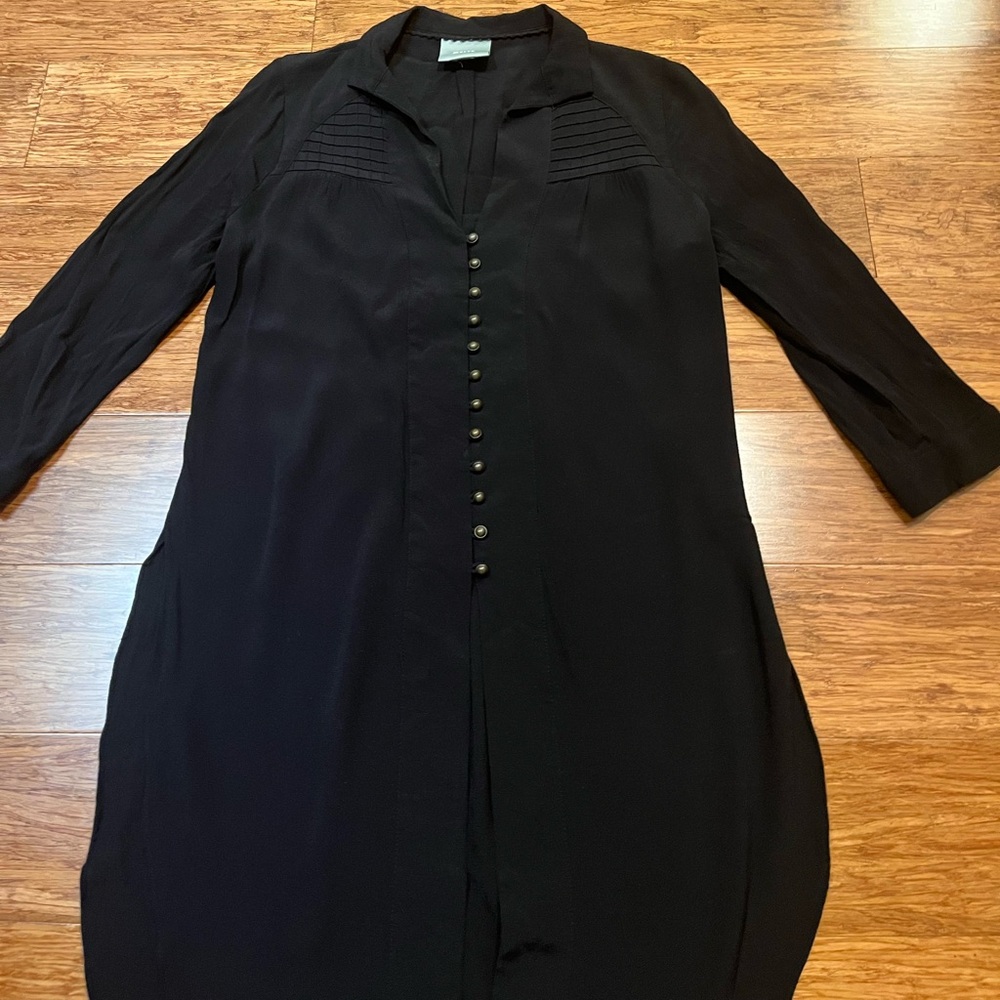 Anthropologie Maeve Ceycan Boho Black Button Front Tunic Shirt Dress. Medium - Picture 10 of 16